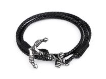 Pánský kožený náramek s kotvou z nerezové oceli