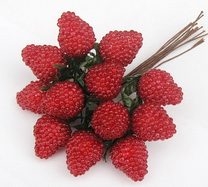 Umělé maliny malé - červená 12 kusů