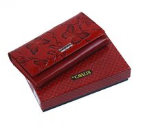 Cavaldi červená dámská kožená peněženka s motýli v dárkové krabičce