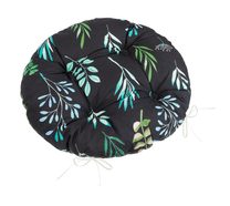 Sedák Adéla prošívaný kulatý - průměr 40 cm Lístky na černé