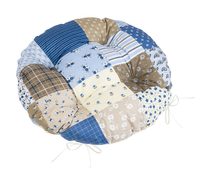 Sedák Adéla prošívaný kulatý - průměr 40 cm Patchwork modrá