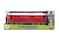 Lokomotiva červená plast 34cm na baterie se zvukem se světlem