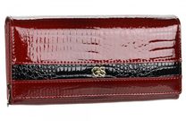 Kožená dámská lakovaná kroko peněženka RFID červená v dárkové krabičce