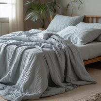 Mušelínové povlečení - sv. šedé 140x200+70x90 cm