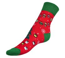 Ponožky Vánoce 2 - 35-38 červená