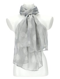 Dámský letní jednobarevný šátek se srdíčky 170x77 cm šedá
