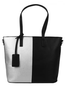 Elegantní kabelka s ozdobou YH-1623 černo-stříbrná