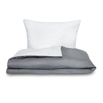 Saténové povlečení LUXURY COLLECTION 140x200, 70x90cm tmavě šedé / bílé