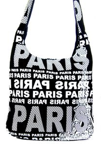 Moderní látková crossbody taška PARIS s bílým potiskem