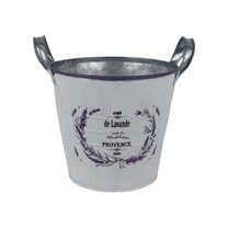 Květináč plechový motiv levandule K4595/2 - Round:14.5x13-16 Bottom:10