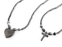 Náhrdelník hematitový srdce, křížek