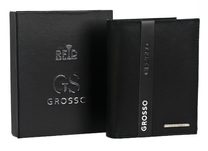 GROSSO Kožená pánská matná peněženka černá RFID v krabičce