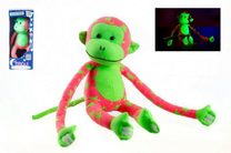 Opice svítící ve tmě plyš 45x14cm růžová/zelená