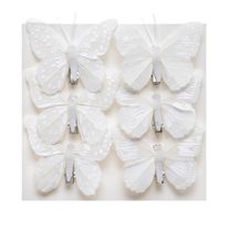 Dekorační motýli 8 cm - bílá 6 kusů