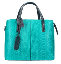 Kožená tyrkysově modrá dámská kabelka do ruky v kroko designu Merle