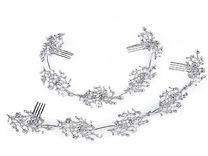 Štrasová ozdoba do vlasů s perlami a hřebínky