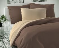 Saténové povlečení LUXURY COLLECTION 140x200, 70x90cm tmavě hnědé / béžové