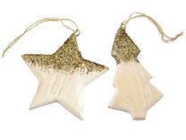 Dřevěný stromeček a hvězda s glitry