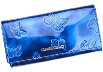 Kožená modrá dámská peněženka s motýly v dárkové krabičce