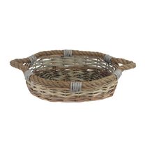 Košík oválný šedý malý P2039/M - 38 x 28 x 9 cm