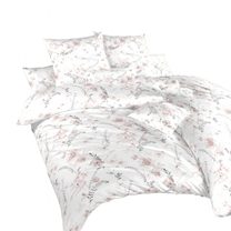 Povlečení krep Kvítí pudrové na bílém 140x220, 70x90 cm