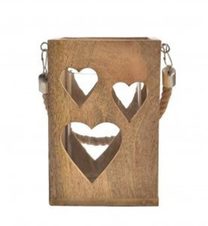 Svícen mango/sklo srdce O0409 - 14 x 14 x 20 cm