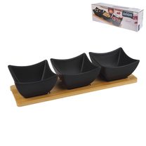 Miska porc.+bambus tác servírovací set BLACK - 31,5 x 10 x 7,5 cm