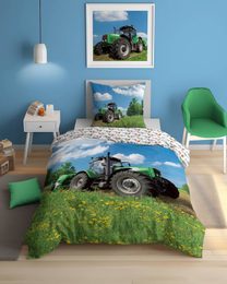Povlečení Traktor na louce svítící Bavlna, 140/200, 70/80 cm