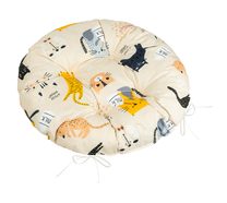 Sedák Adéla prošívaný kulatý - průměr 40 cm Kočka žlutá