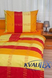 Klasické ložní bavlněné povlečení Pruhy červenožluté 140x200, 70x90cm