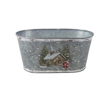 Vánoční květináč plechový K4482/1 - 19 × 11.5 × H9.5 cm B:16.5 × 8.5 cm