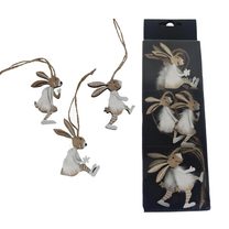 Velikonoční zajíček k zavěšení, 6 ks D6103 - 4 - 6 x 1 x 5,5 - 6 cm