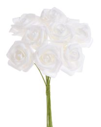 Dekorační pěnové růže - bílá 8 kusů