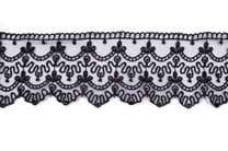 Krajka šifonová vyšívaná 5233 šíře 6 cm černá METRÁŽ