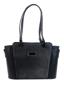 Černo-stříbrná nadčasová dámská kabelka přes rameno S640 GROSSO