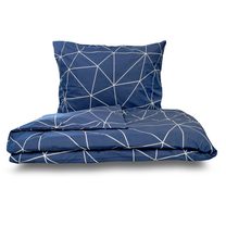 Francouzské prodloužené bavlněné povlečení NORDIC COLLECTION 240x220, 70x90cm GRID modré