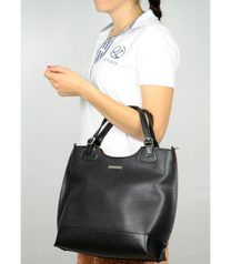 Černo-červená moderní dámská shopper kabelka S581 GROSSO