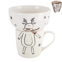 Hrnek + miska porcelánový set sob 350 ml O0501