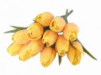 Umělé tulipány s listem 6 ks - žlutá