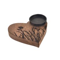 Svícen mango/kov LOUKA srdce O0517 - 16 x 15 x 5 cm