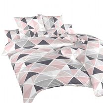 Povlečení bavlna Pyramidy pudrové 200x200, 2x70x90 cm
