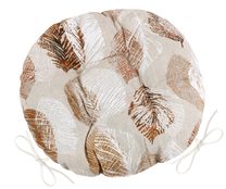 Sedák EMA kulatý prošívaný - průměr 40 cm Listy béžová