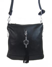 Malá crossbody dámská kabelka s přívěskem 1994-BB černá