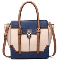 Tříbarevná kabelka s visacím zámkem Miss Lulu modrá