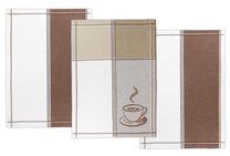 Kuchyňské utěrky - sada 3 kusů - 50x70 cm Béžová,Hnědá,Bílá