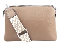 Latté hnědá crossbody dámská kabelka se třemi sekcemi Jessica