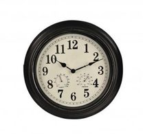 Hodiny UH černé teploměr/tlakoměr venk. pr. 40 cm - dia 40 cm