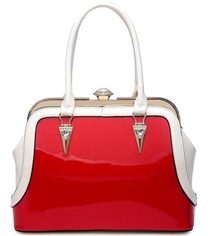 Červeno-bílá lakovaná kabelka L970
