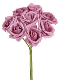 Dekorační pěnové růže - starorůžová 8 kusů