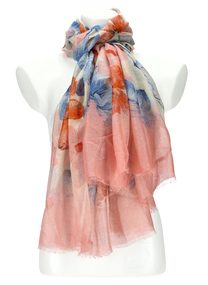 Letní dámský šátek v motivu květů 190x90 cm růžová